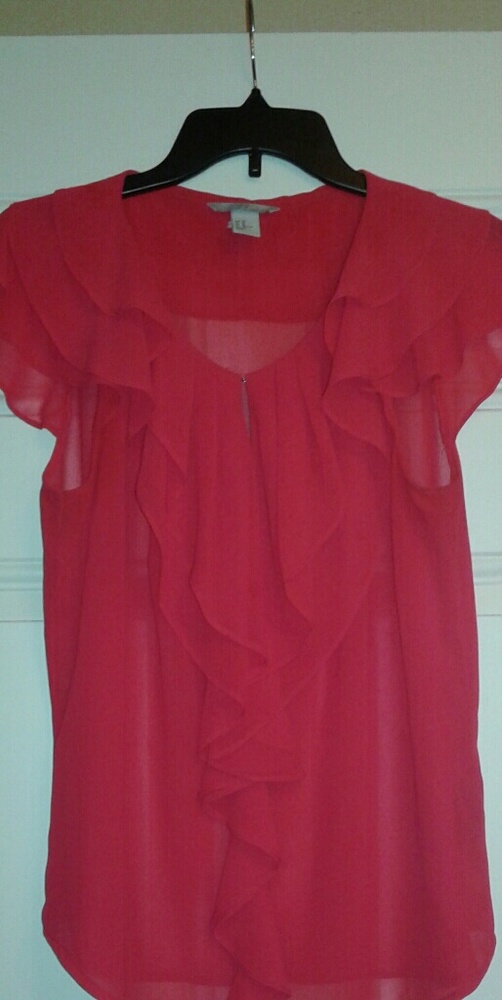 H&M Redish Pink Ruffle Top
